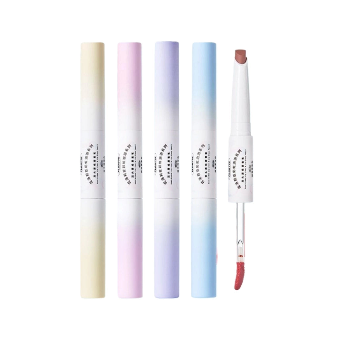 Flortte - Rainbow Bubble Double-Ended Lip Liner n Lip Gloss Pencil 2.8g