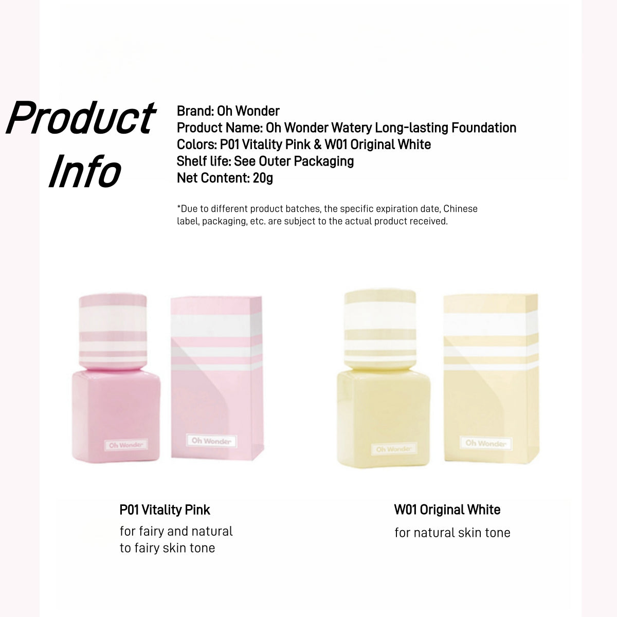 Oh Wonder Watery Long Lasting Liquid Foundation 20g